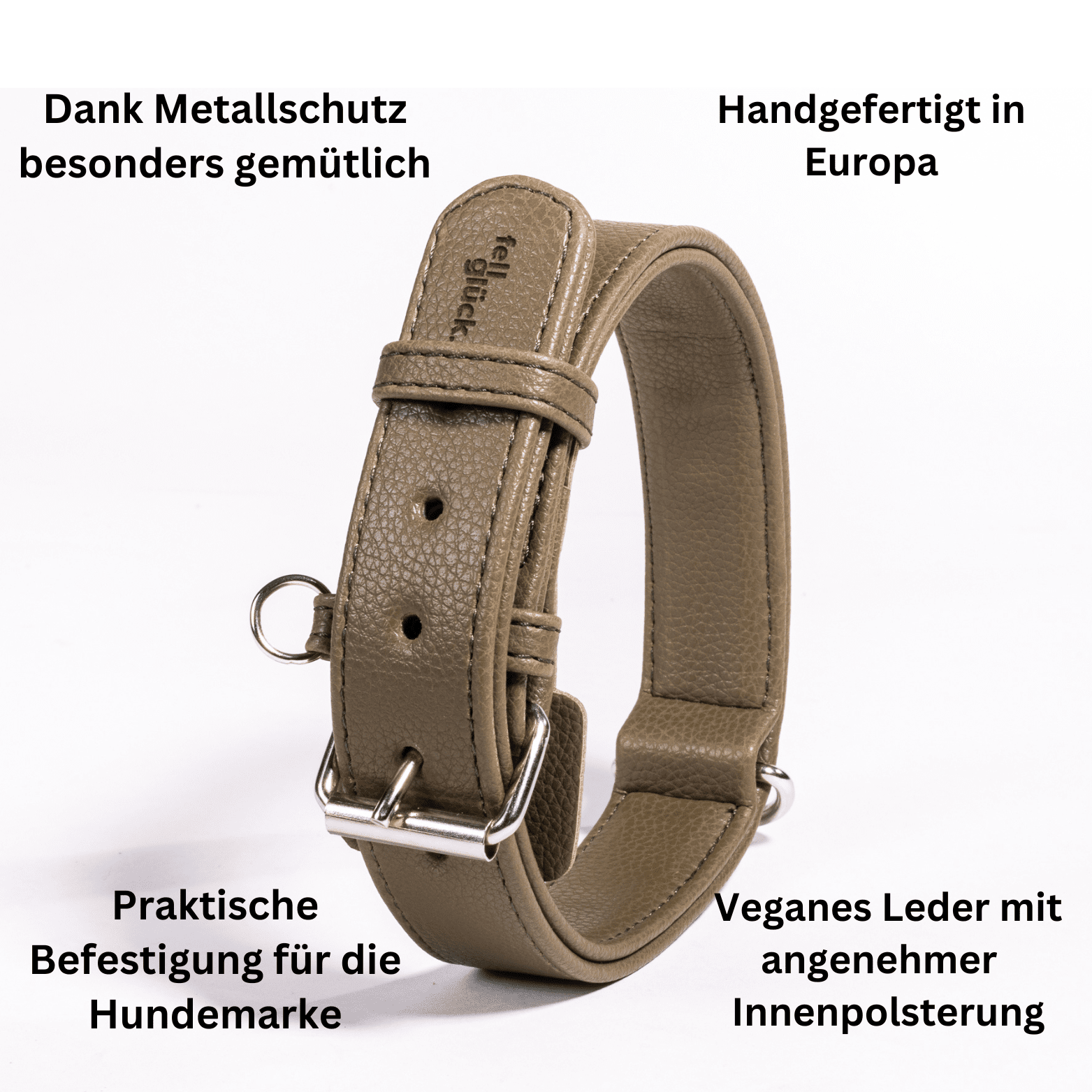 Artikel mit dem Namen Veganes Leder Hundehalsband personalisierbar (Waldgrün) im Shop von zoo.de , dem Onlineshop für nachhaltiges Hundefutter und Katzenfutter.