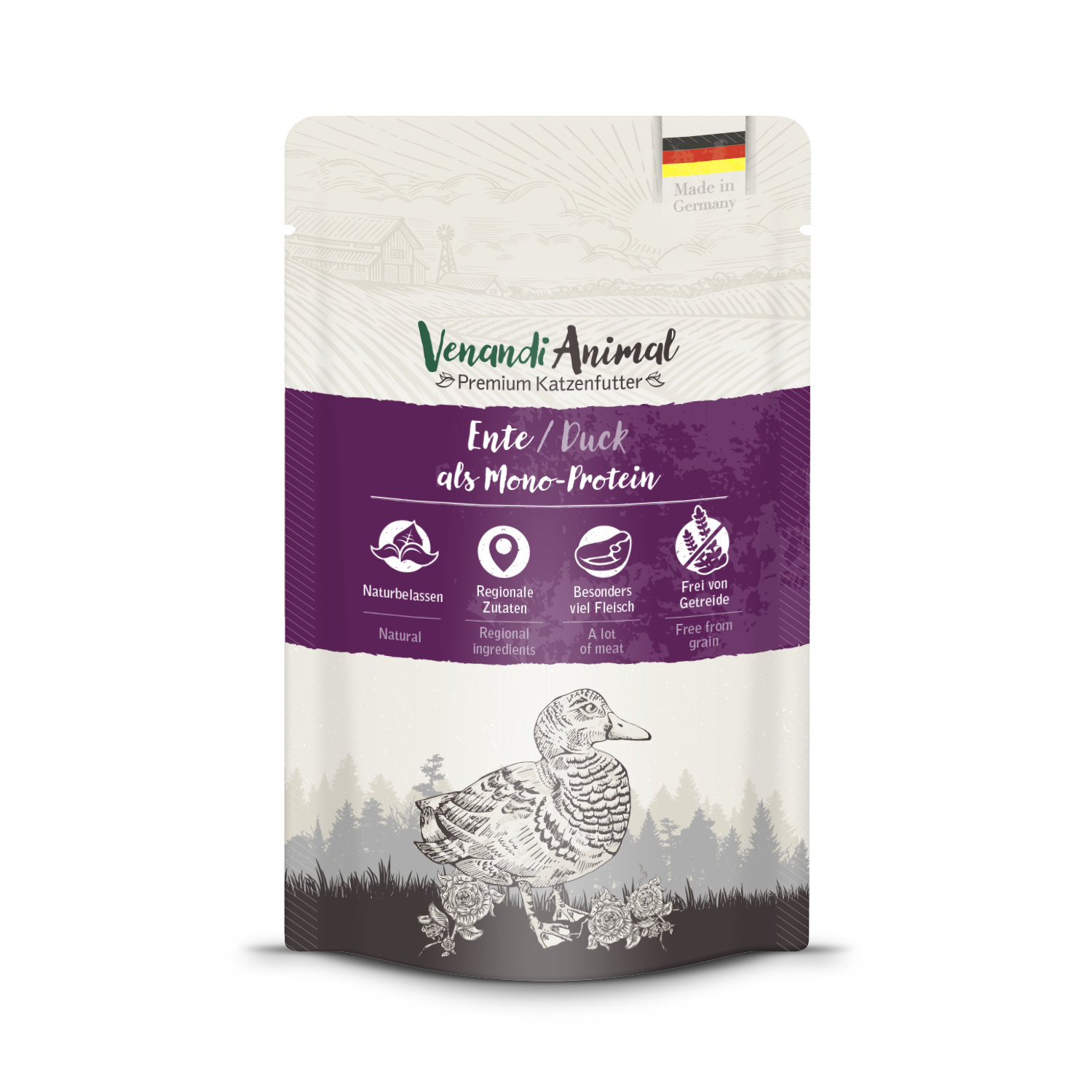 Artikel mit dem Namen Venandi Animal - Ente als Monoprotein im Shop von zoo.de , dem Onlineshop für nachhaltiges Hundefutter und Katzenfutter.