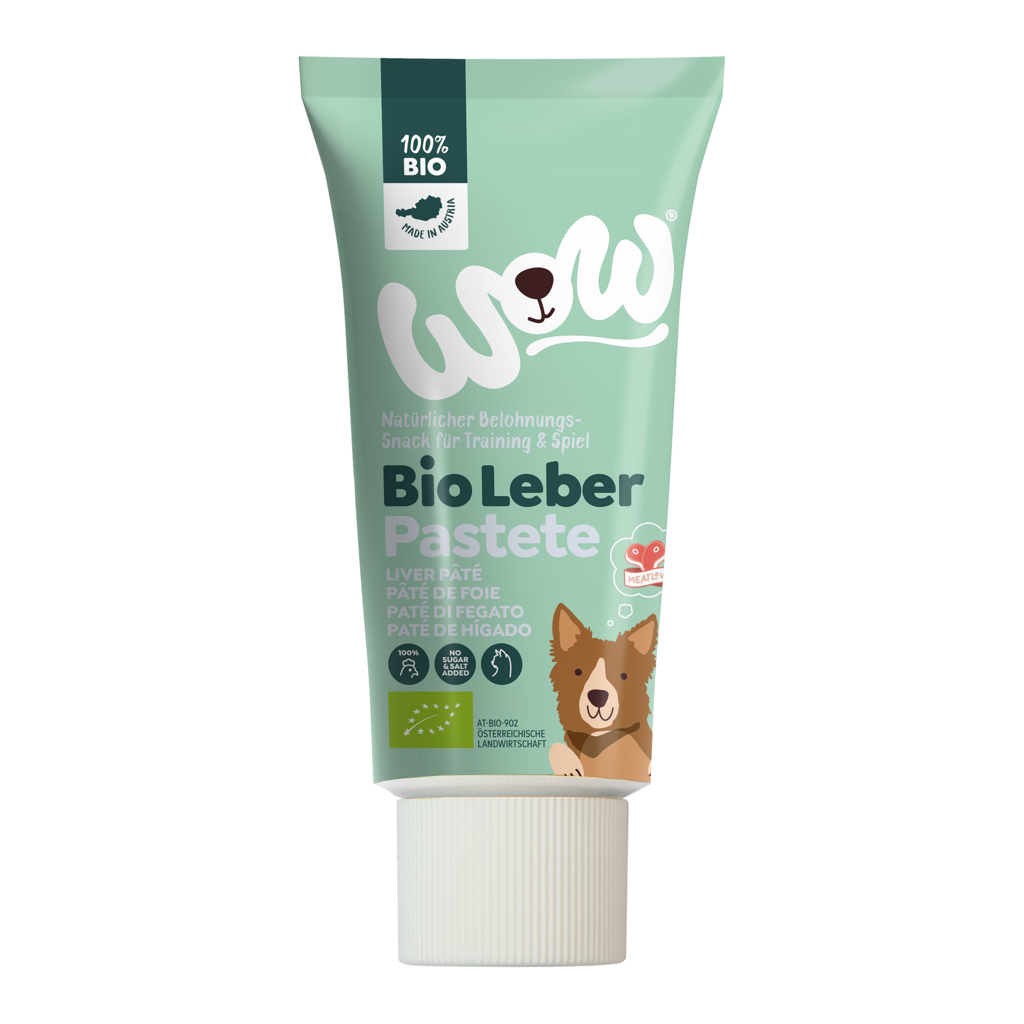 Artikel mit dem Namen WOW BIO Leberpastete im Shop von zoo.de , dem Onlineshop für nachhaltiges Hundefutter und Katzenfutter.