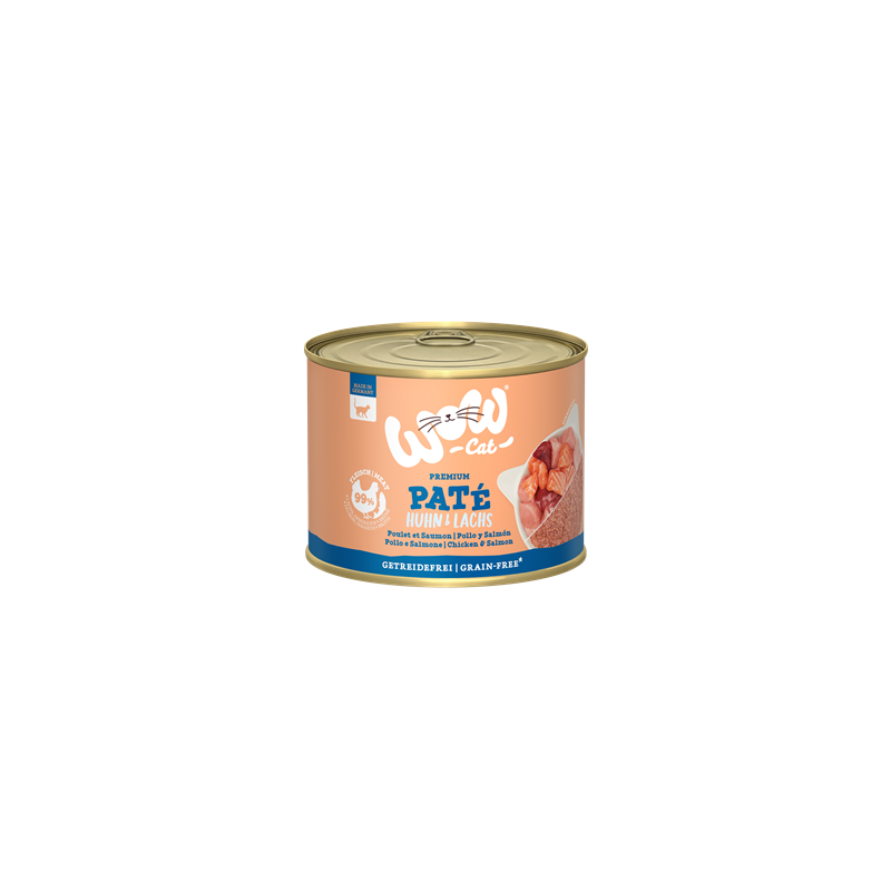 Artikel mit dem Namen WOW CAT ADULT Huhn & Lachs im Shop von zoo.de , dem Onlineshop für nachhaltiges Hundefutter und Katzenfutter.