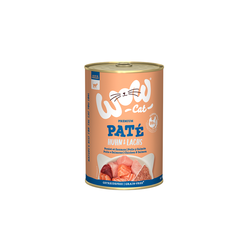 Artikel mit dem Namen WOW CAT ADULT Huhn & Lachs im Shop von zoo.de , dem Onlineshop für nachhaltiges Hundefutter und Katzenfutter.