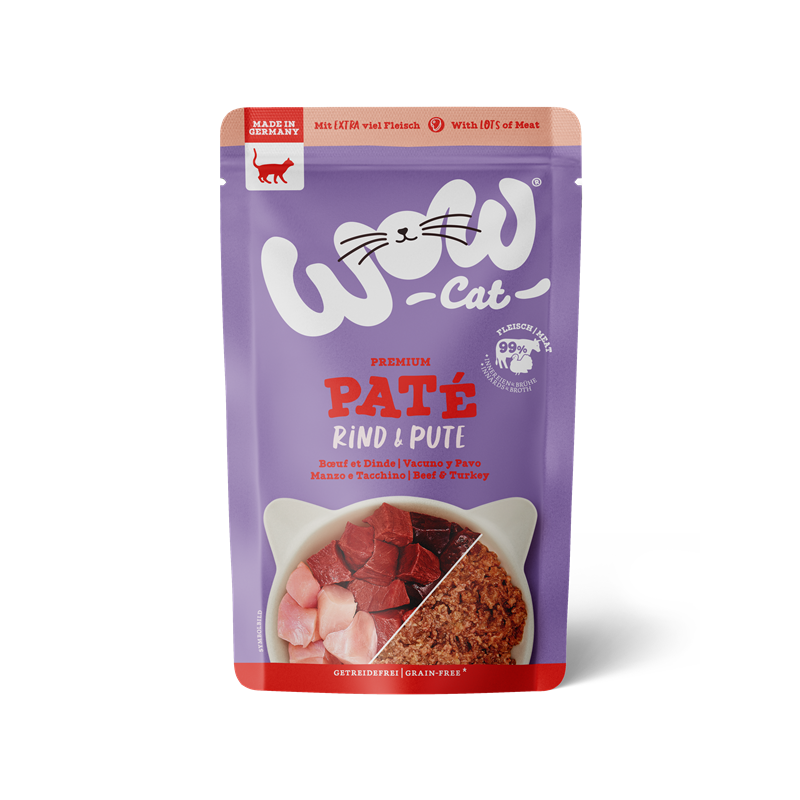 Artikel mit dem Namen WOW CAT ADULT Rind & Pute im Shop von zoo.de , dem Onlineshop für nachhaltiges Hundefutter und Katzenfutter.