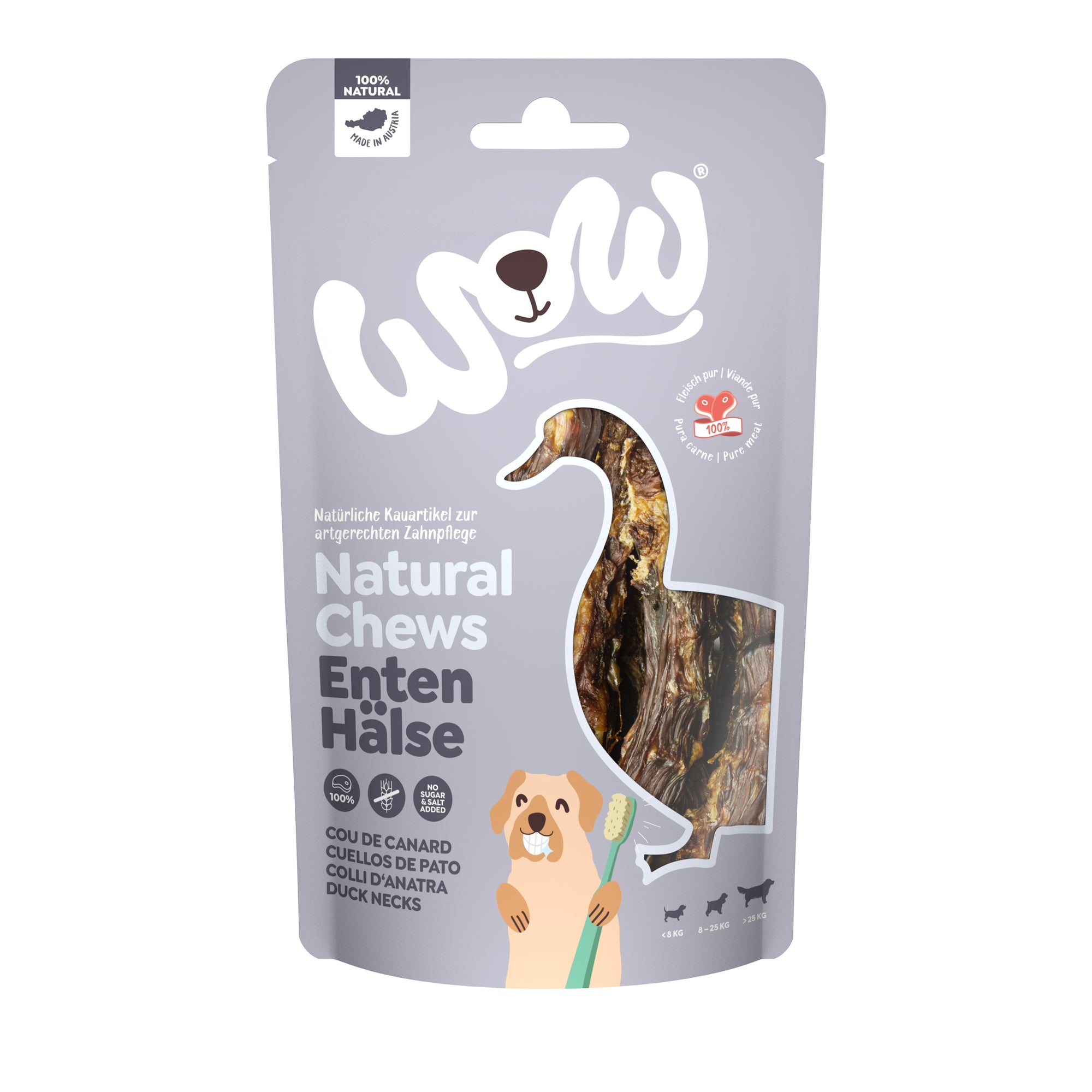 Artikel mit dem Namen WOW Entenhälse im Shop von zoo.de , dem Onlineshop für nachhaltiges Hundefutter und Katzenfutter.