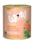 Artikel mit dem Namen WOW Lachs mit Löwenzahn und Brennnessel im Shop von zoo.de , dem Onlineshop für nachhaltiges Hundefutter und Katzenfutter.