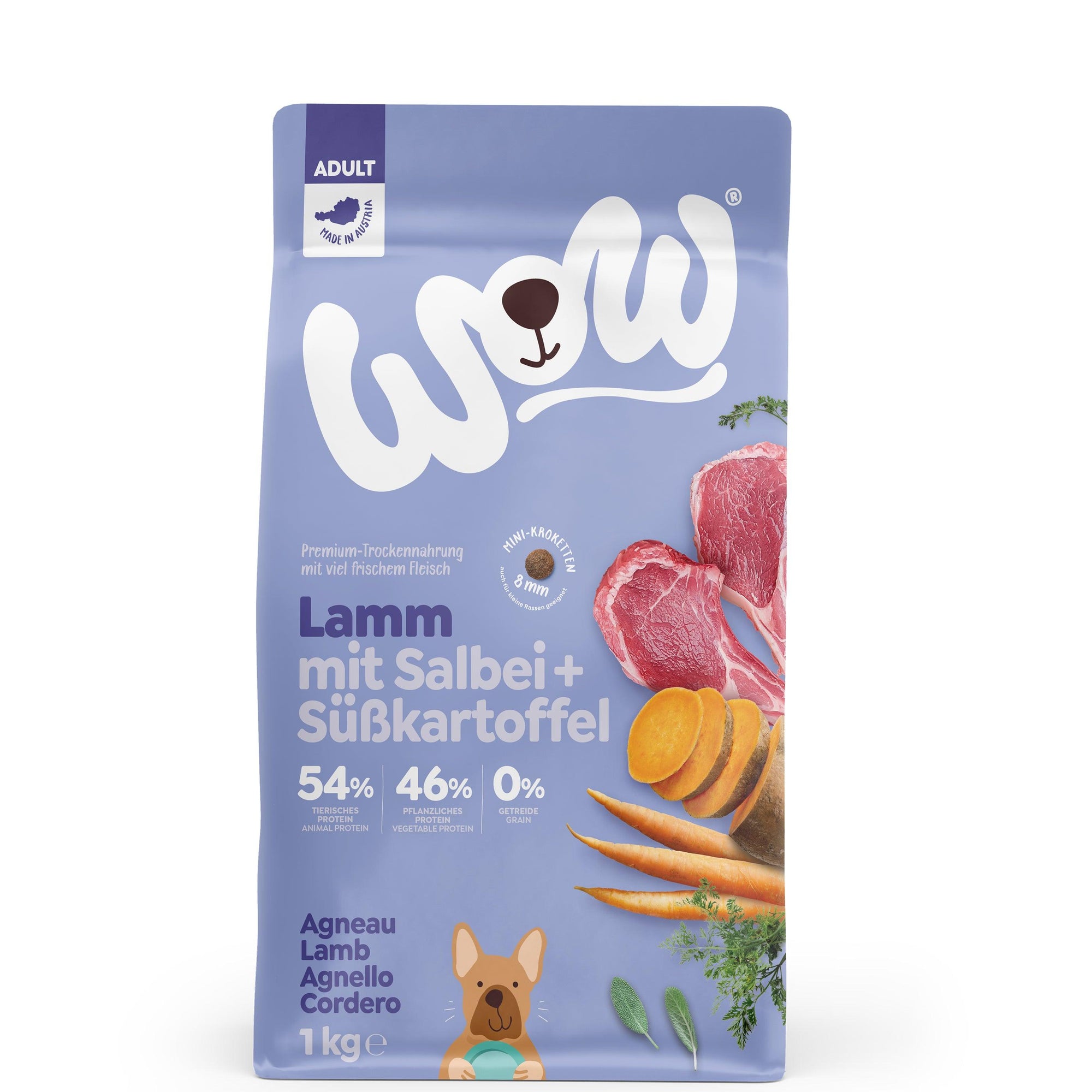 Artikel mit dem Namen WOW Lamm mit Salbei und Süßkartoffel im Shop von zoo.de , dem Onlineshop für nachhaltiges Hundefutter und Katzenfutter.