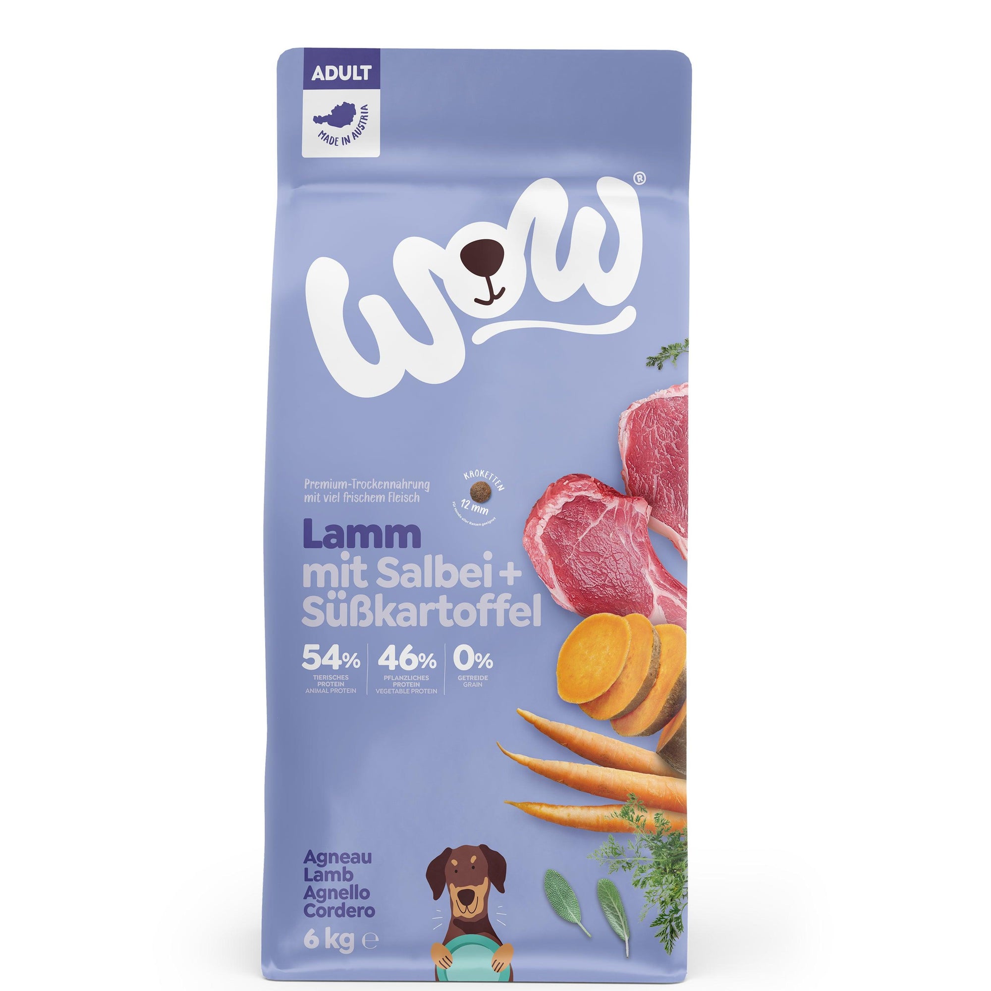 Artikel mit dem Namen WOW Lamm mit Salbei und Süßkartoffel im Shop von zoo.de , dem Onlineshop für nachhaltiges Hundefutter und Katzenfutter.