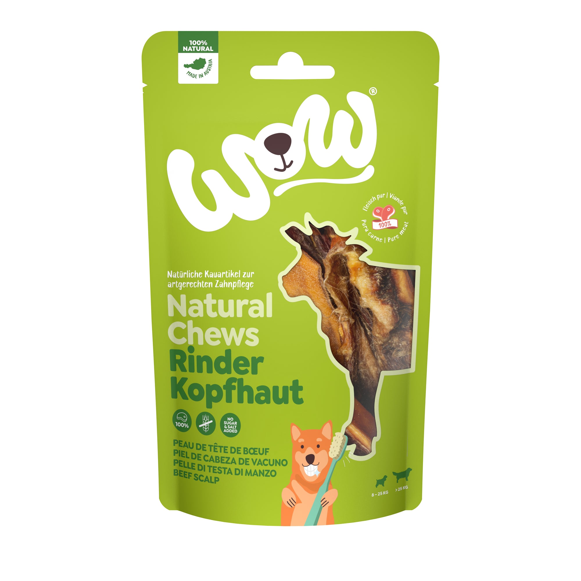 Artikel mit dem Namen WOW Rinderkopfhaut im Shop von zoo.de , dem Onlineshop für nachhaltiges Hundefutter und Katzenfutter.