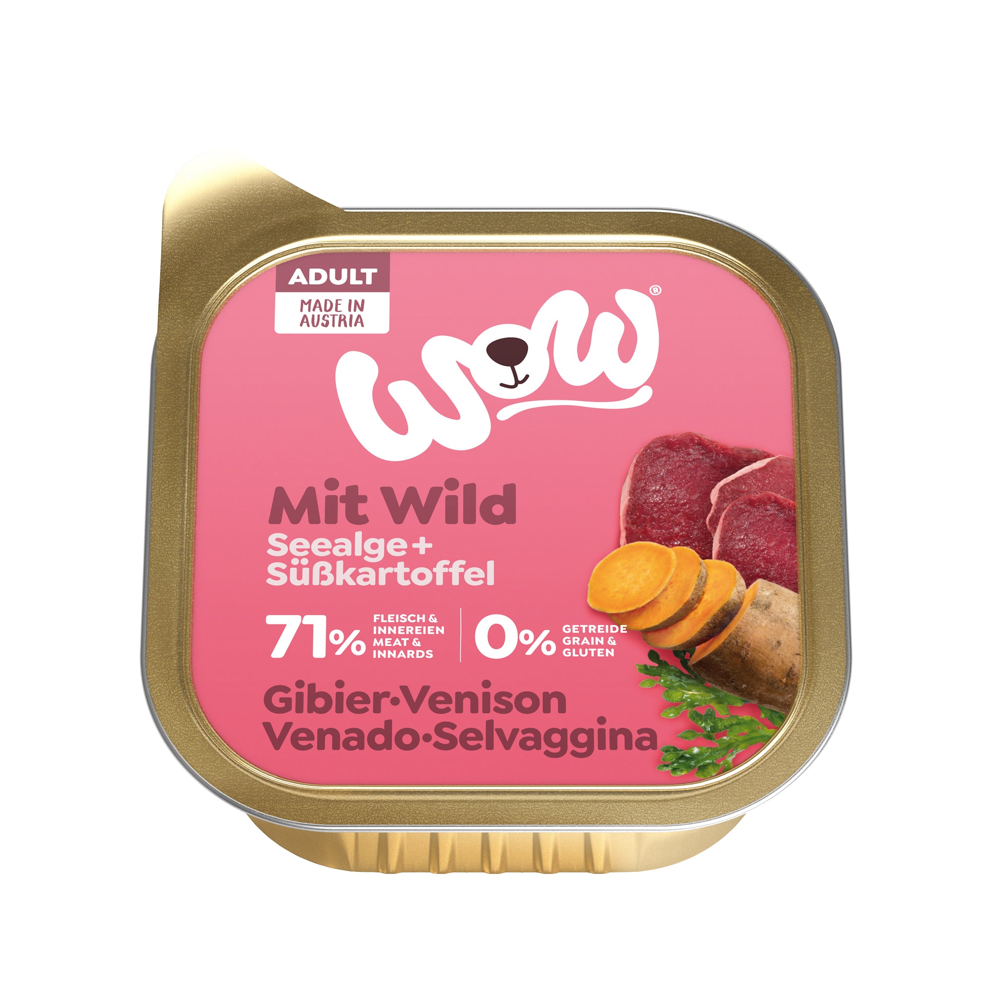 Artikel mit dem Namen WOW Wild mit Seealge und Süßkartoffel im Shop von zoo.de , dem Onlineshop für nachhaltiges Hundefutter und Katzenfutter.