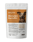 Front view of 1.5kg zooVITAL grain-free venison potato dog food pouch