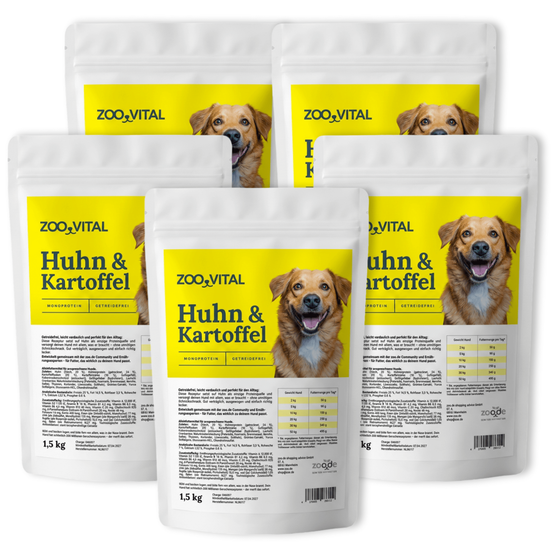 Three packs of zooVital Huhn &amp; Kartoffel monoprotein dry dog food