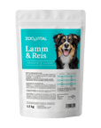 Front view of 1.5kg zooVital lamb rice monoprotein dry dog food bag