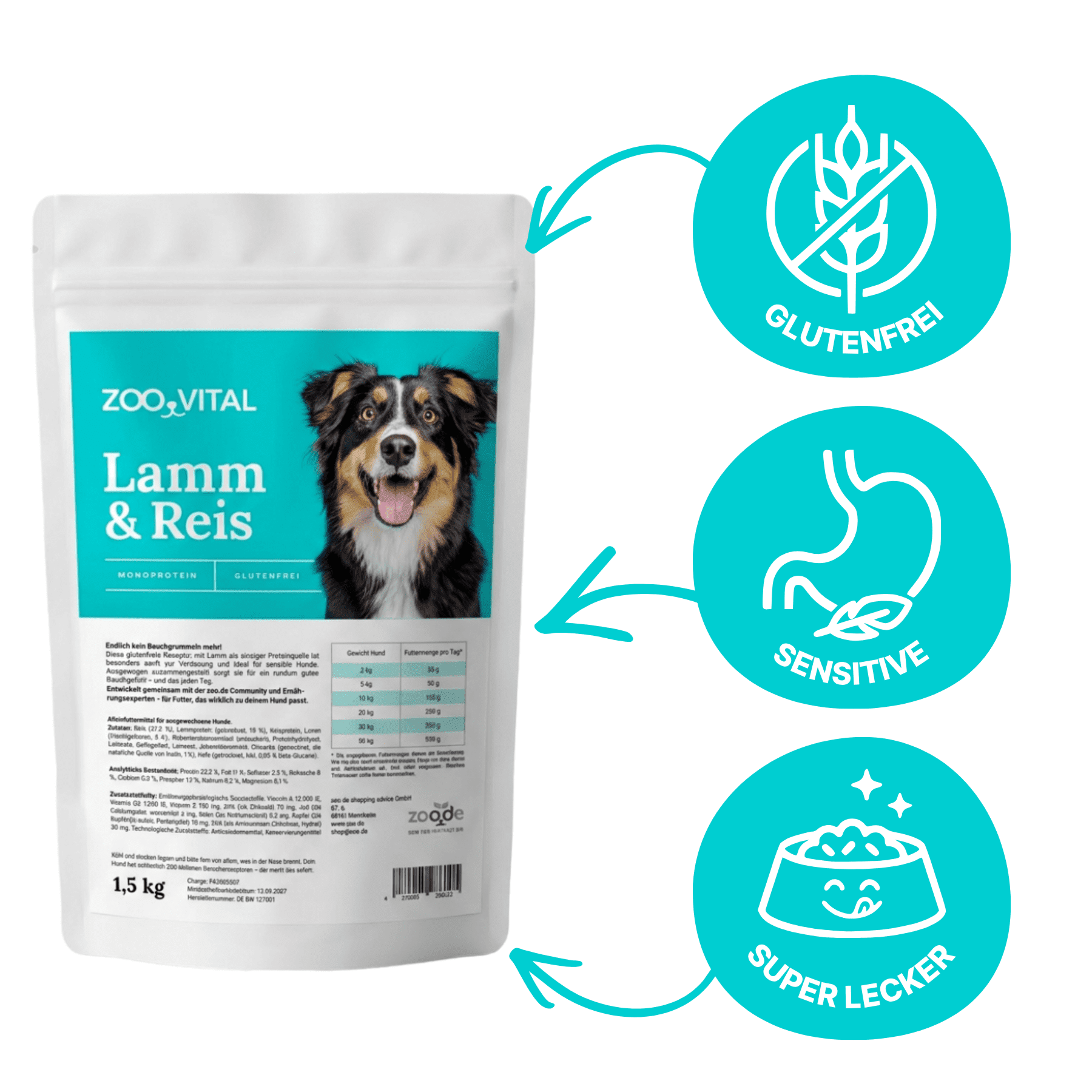 zooVital Lamm Reis Glutenfrei Monoprotein Trockenfutter für Hunde