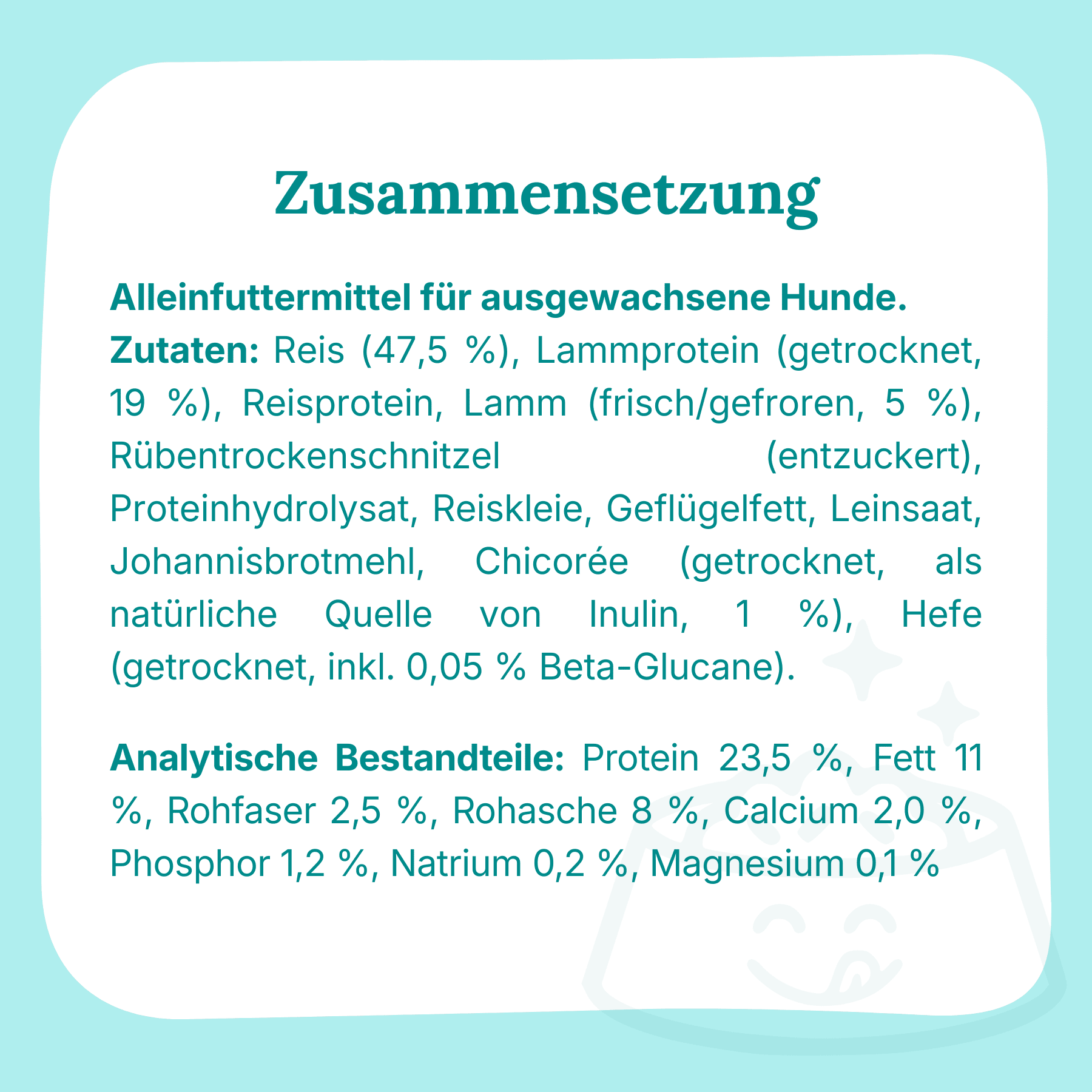 Zusammensetzung Lamm Reis Hundefutter Zutatenliste und Nährwerte