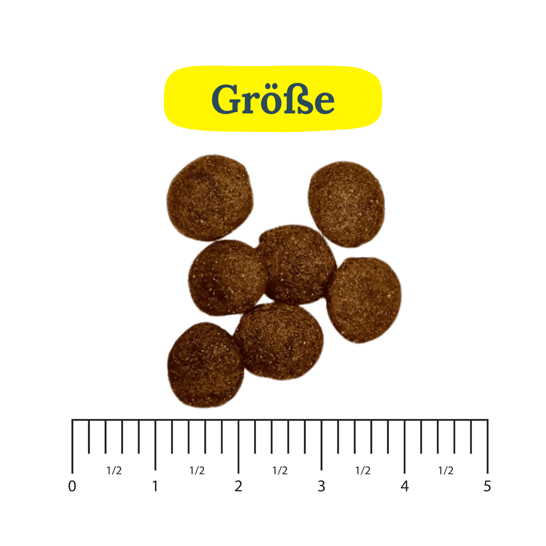 Hundefutter Kibble Größe Vergleich mit Lineal für zooVital Mixpaket