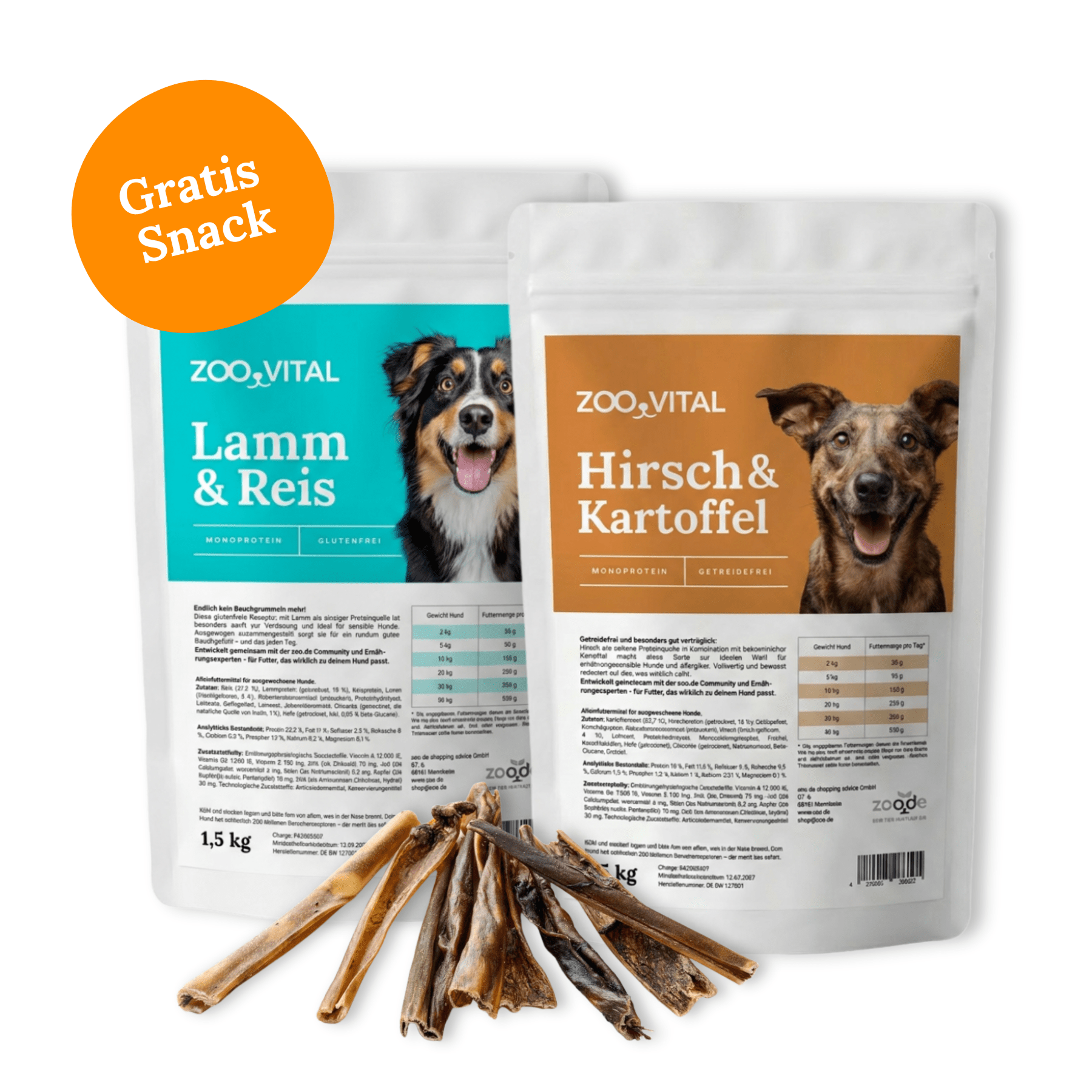 ZooVital Mixpaket Lamm & Hirsch mit gratis Knochen-Snack