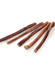 Pack of four natural dried beef ox trachea dog chews with fibrous texture
