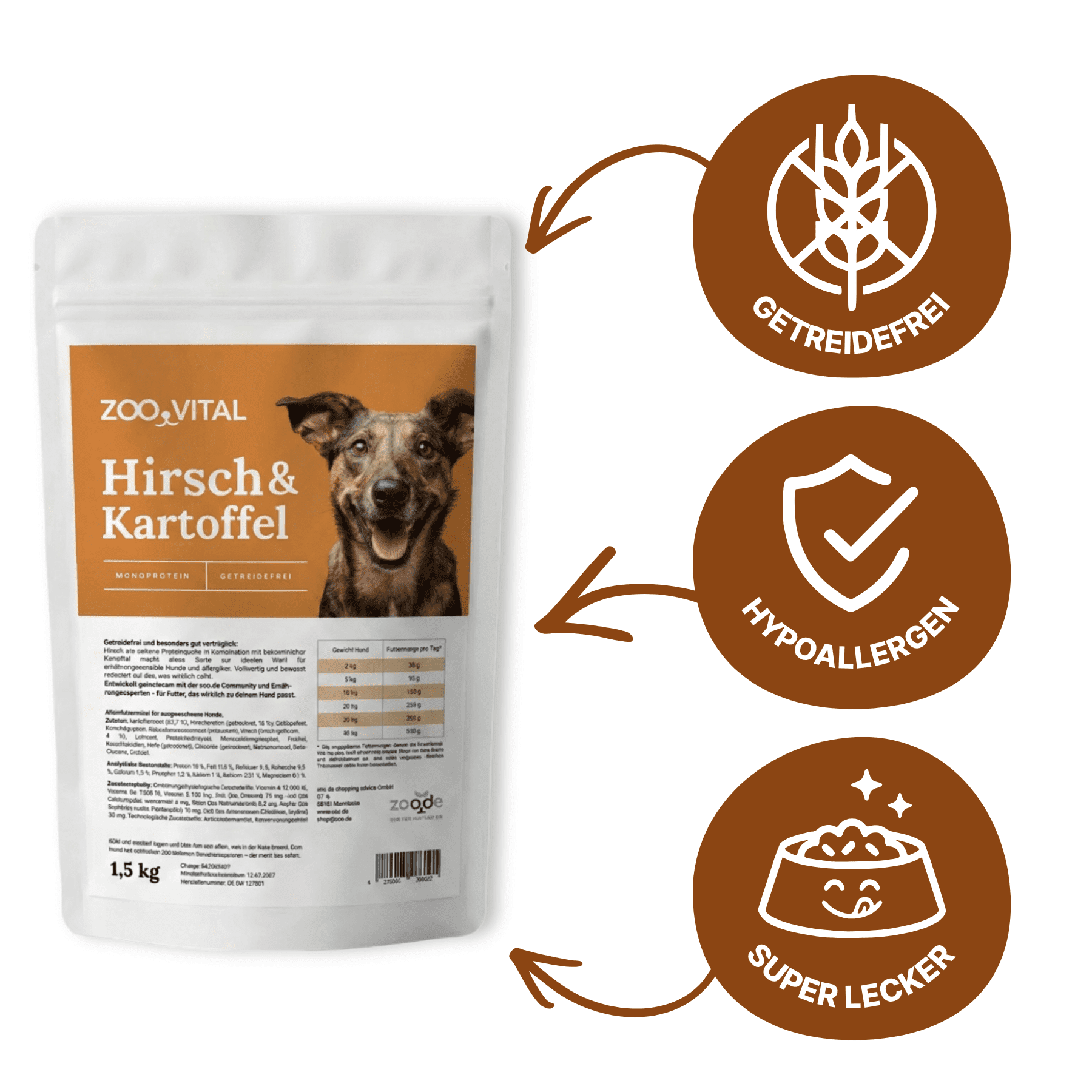 zooVITAL Hirsch & Kartoffel hypoallergenic grain-free dog food