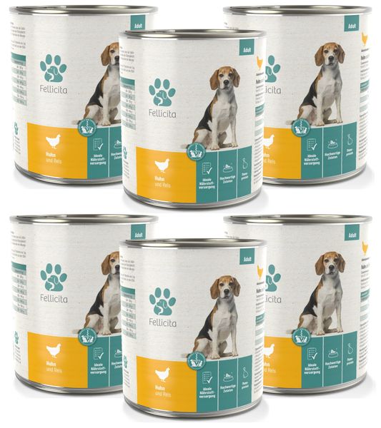 Artikel mit dem Namen Fellicita Huhn &amp; Reis für Hunde im Shop von zoo.de , dem Onlineshop für nachhaltiges Hundefutter und Katzenfutter.