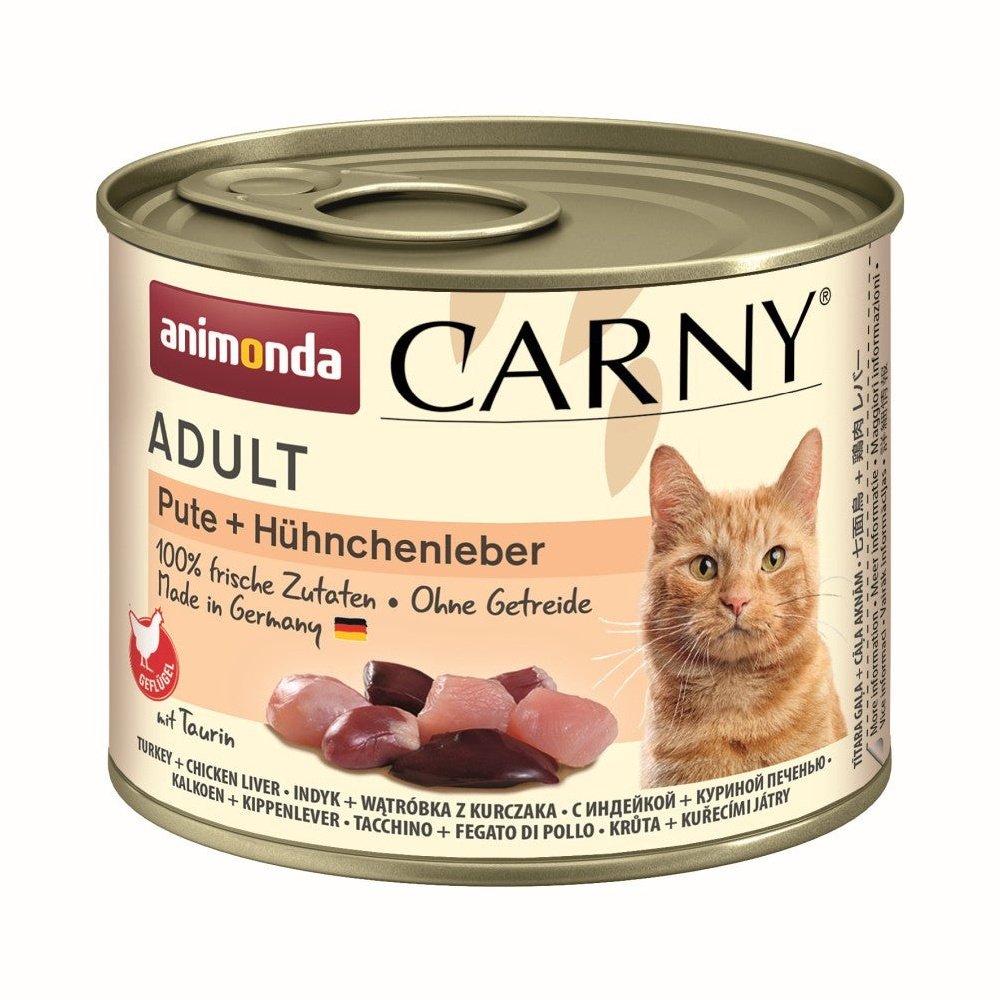 Artikel mit dem Namen Animonda Cat Carny Adult Pute &amp; Hühnchenleber im Shop von zoo.de , dem Onlineshop für nachhaltiges Hundefutter und Katzenfutter.