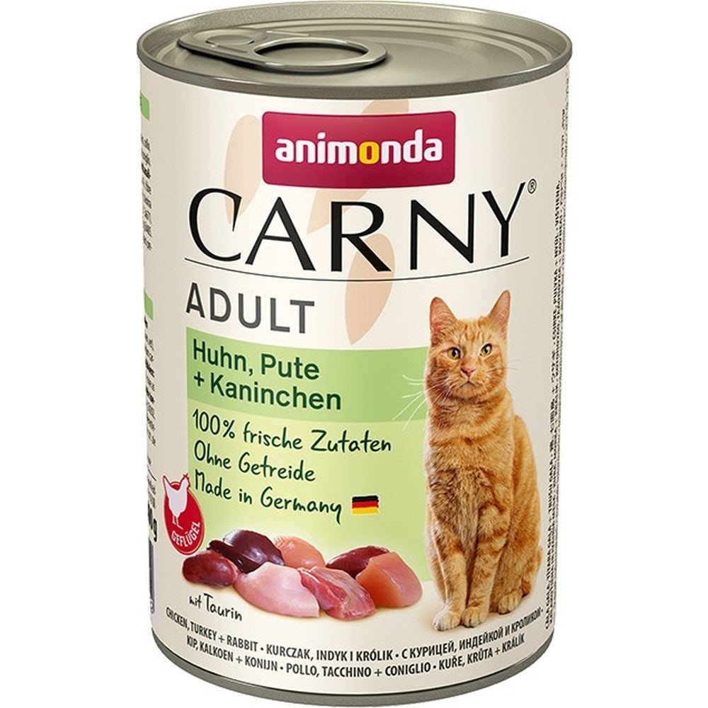 Artikel mit dem Namen Animonda Cat Carny Adult Huhn &amp; Pute &amp; Kaninchen im Shop von zoo.de , dem Onlineshop für nachhaltiges Hundefutter und Katzenfutter.