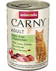 Artikel mit dem Namen Animonda Cat Carny Adult Huhn & Pute & Kaninchen im Shop von zoo.de , dem Onlineshop für nachhaltiges Hundefutter und Katzenfutter.