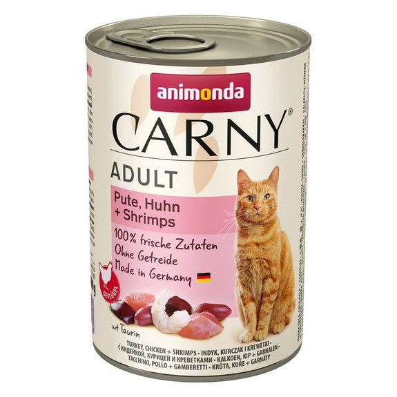 Artikel mit dem Namen Animonda Cat Carny Adult Pute &amp; Huhn &amp; Shrimps im Shop von zoo.de , dem Onlineshop für nachhaltiges Hundefutter und Katzenfutter.