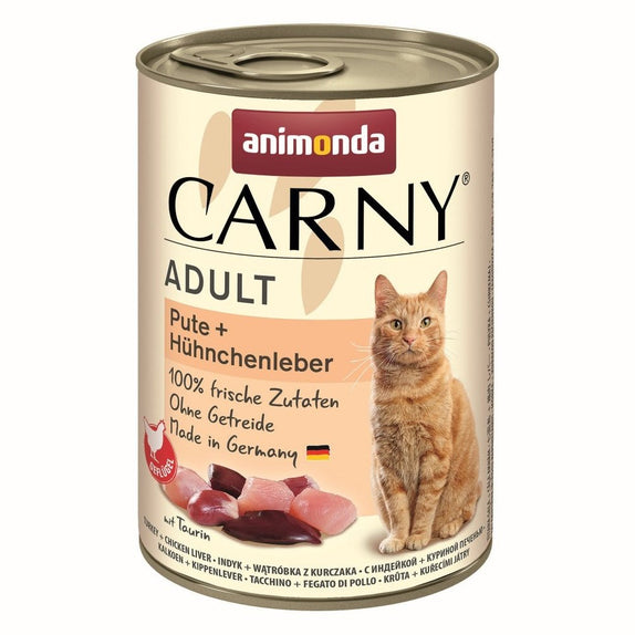 Artikel mit dem Namen Animonda Cat Carny Adult Pute &amp; Hühnchenleber im Shop von zoo.de , dem Onlineshop für nachhaltiges Hundefutter und Katzenfutter.