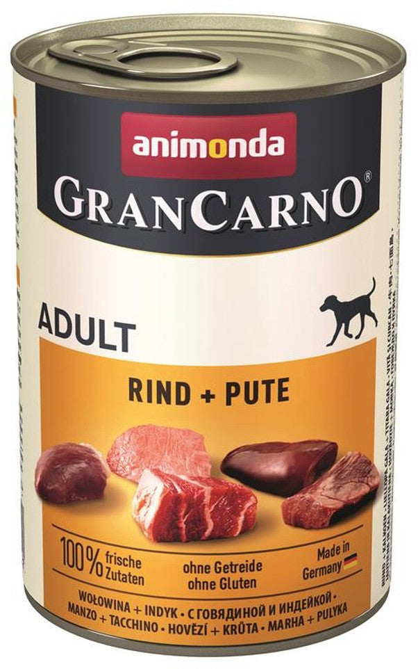 Artikel mit dem Namen Animonda Dog GranCarno Adult Rind & Pute im Shop von zoo.de , dem Onlineshop für nachhaltiges Hundefutter und Katzenfutter.