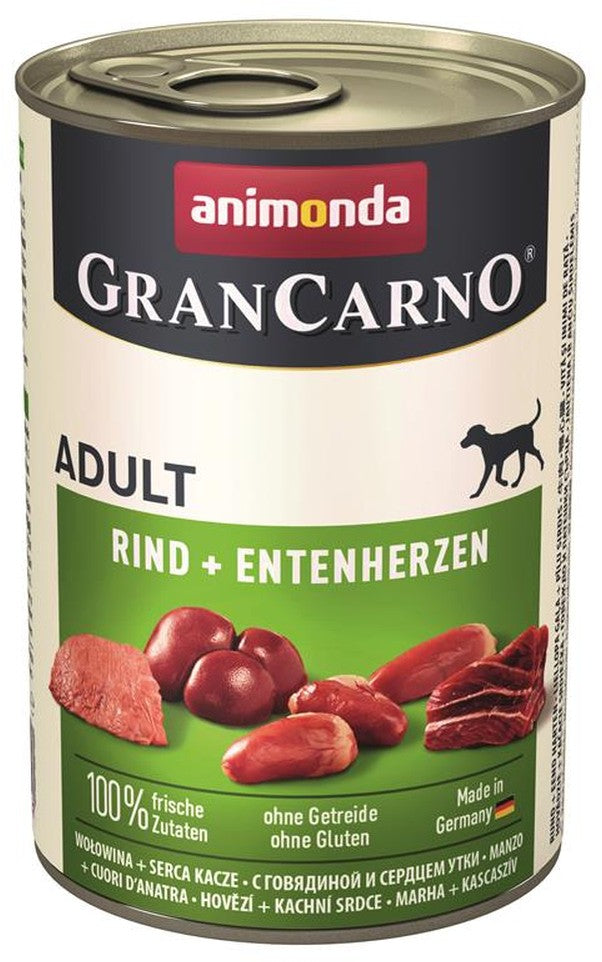 Artikel mit dem Namen Animonda Dog GranCarno Adult Rind &amp; Entenherz im Shop von zoo.de , dem Onlineshop für nachhaltiges Hundefutter und Katzenfutter.