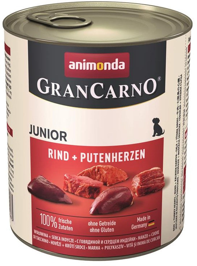 Artikel mit dem Namen Animonda Dog GranCarno Junior Rind &amp; Putenherz im Shop von zoo.de , dem Onlineshop für nachhaltiges Hundefutter und Katzenfutter.