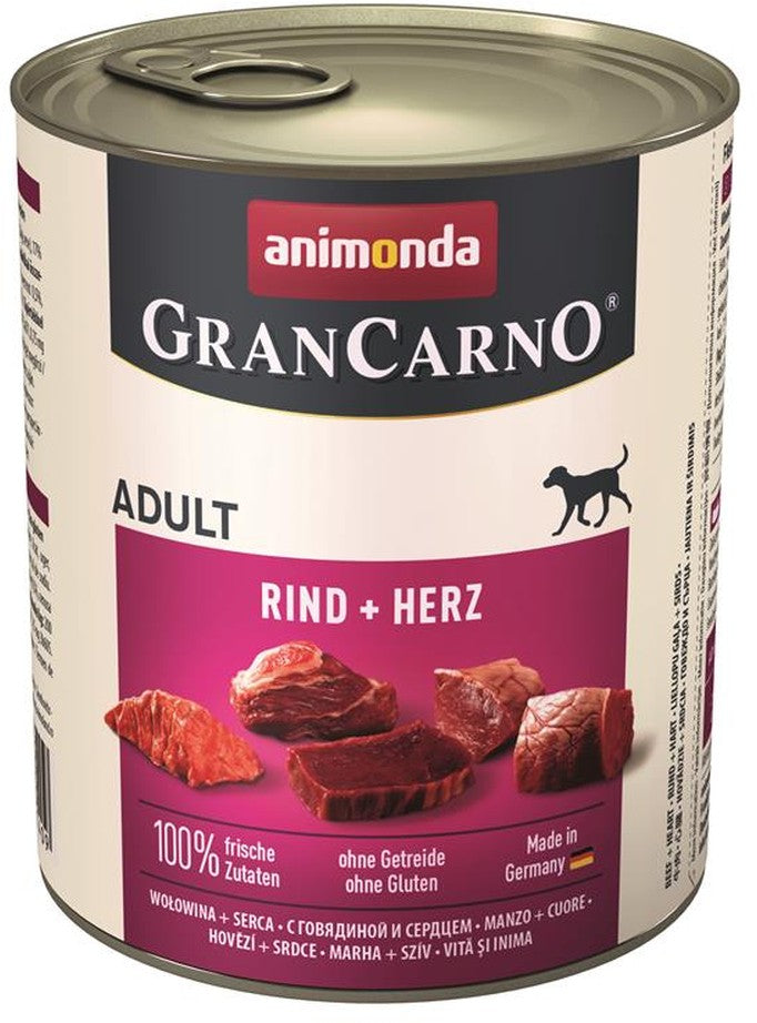 Artikel mit dem Namen Animonda Dog GranCarno Adult Rind &amp; Herz im Shop von zoo.de , dem Onlineshop für nachhaltiges Hundefutter und Katzenfutter.