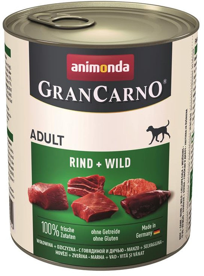 Artikel mit dem Namen Animonda Dog GranCarno Adult Rind &amp; Wild im Shop von zoo.de , dem Onlineshop für nachhaltiges Hundefutter und Katzenfutter.