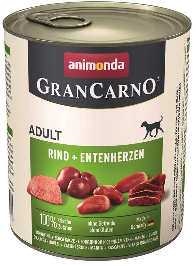 Artikel mit dem Namen Animonda Dog GranCarno Adult Rind &amp; Entenherz im Shop von zoo.de , dem Onlineshop für nachhaltiges Hundefutter und Katzenfutter.