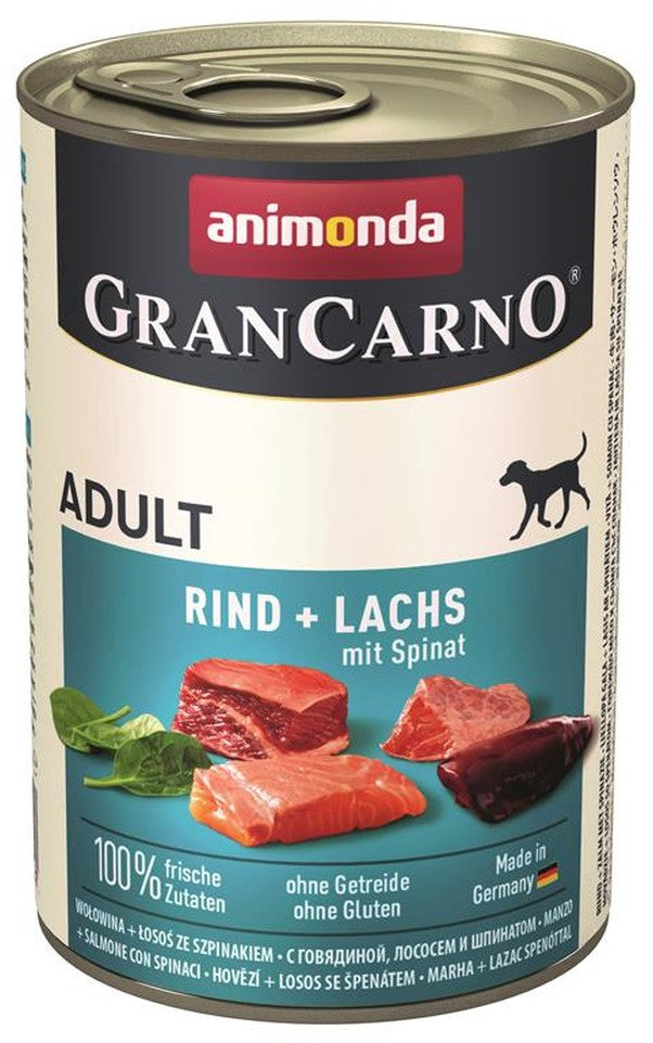 Artikel mit dem Namen Animonda Dog GranCarno Adult Seelachs &amp; Spinat im Shop von zoo.de , dem Onlineshop für nachhaltiges Hundefutter und Katzenfutter.
