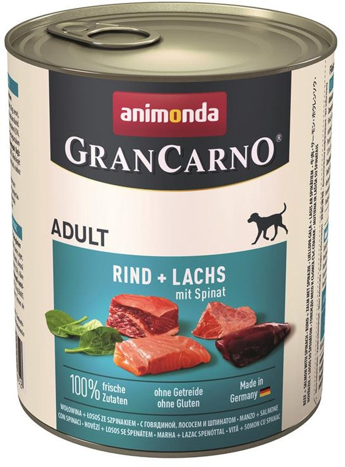 Artikel mit dem Namen Animonda Dog GranCarno Adult Seelachs &amp; Spinat im Shop von zoo.de , dem Onlineshop für nachhaltiges Hundefutter und Katzenfutter.