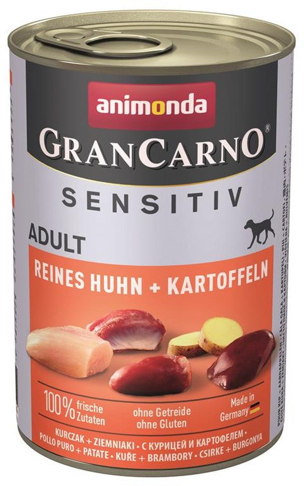 Artikel mit dem Namen Animonda Dog GranCarno Adult Sensitive Huhn + Kartoffel im Shop von zoo.de , dem Onlineshop für nachhaltiges Hundefutter und Katzenfutter.