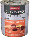 Artikel mit dem Namen Animonda Dog GranCarno Adult Sensitive Huhn + Kartoffel im Shop von zoo.de , dem Onlineshop für nachhaltiges Hundefutter und Katzenfutter.