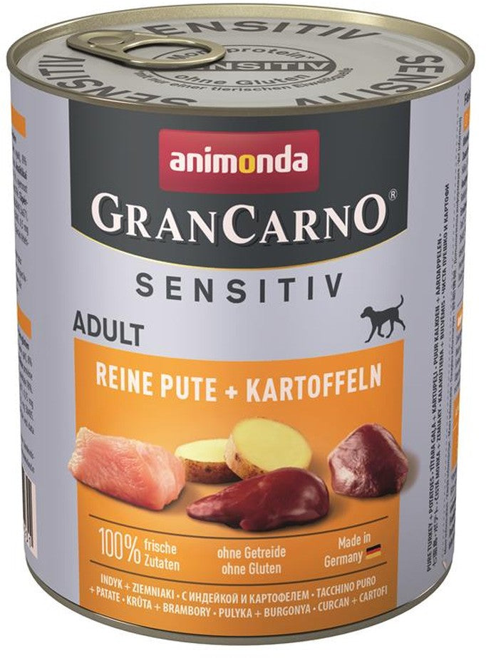 Artikel mit dem Namen Animonda Dog GranCarno Adult Sensitive Pute + Kartoffel im Shop von zoo.de , dem Onlineshop für nachhaltiges Hundefutter und Katzenfutter.