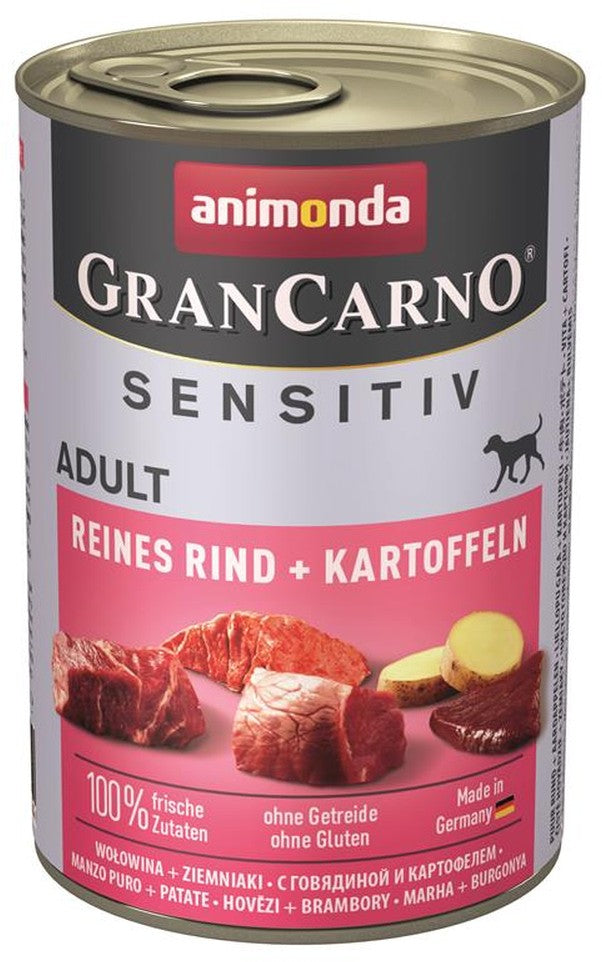 Artikel mit dem Namen Animonda Dog GranCarno Adult Sensitive Rind + Kartoffel im Shop von zoo.de , dem Onlineshop für nachhaltiges Hundefutter und Katzenfutter.