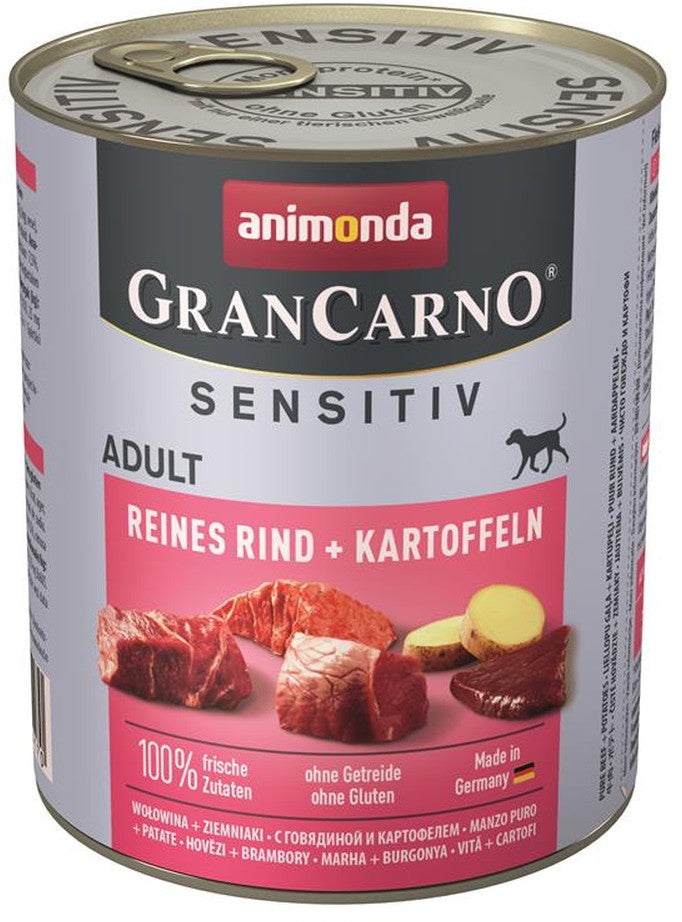 Artikel mit dem Namen Animonda Dog GranCarno Adult Sensitive Rind + Kartoffel im Shop von zoo.de , dem Onlineshop für nachhaltiges Hundefutter und Katzenfutter.