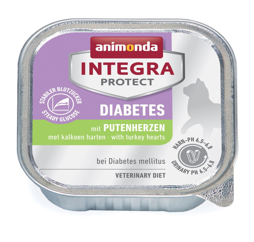 Artikel mit dem Namen Animonda Cat Integra Protect Diabetes mit Putenherzen im Shop von zoo.de , dem Onlineshop für nachhaltiges Hundefutter und Katzenfutter.