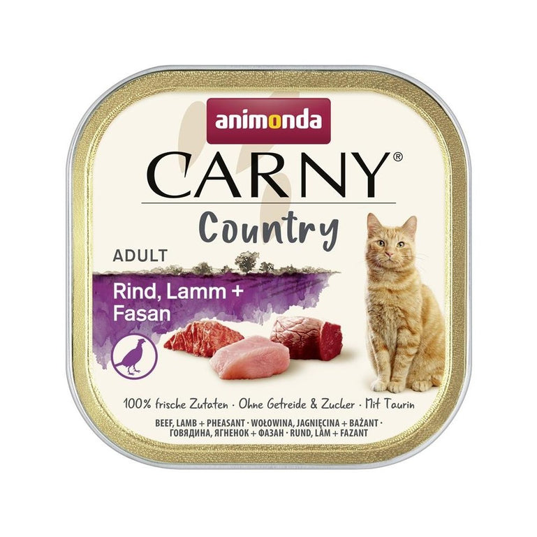Artikel mit dem Namen Animonda Cat Carny Country Adult Rind, Lamm + Fasan im Shop von zoo.de , dem Onlineshop für nachhaltiges Hundefutter und Katzenfutter.