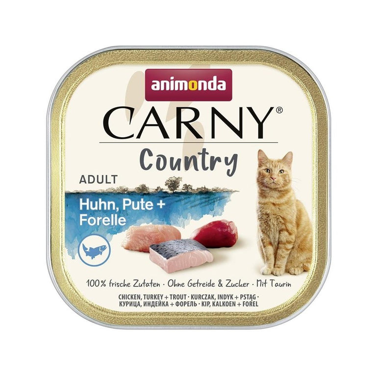 Artikel mit dem Namen Animonda Cat Carny Country Adult Huhn, Pute + Forelle im Shop von zoo.de , dem Onlineshop für nachhaltiges Hundefutter und Katzenfutter.