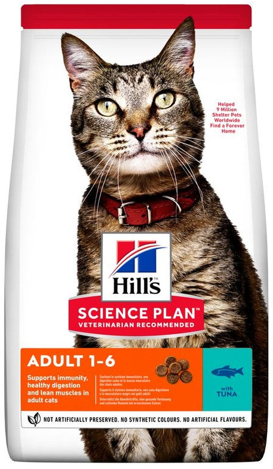 Artikel mit dem Namen Hills Science Plan Katze Adult Thunfisch im Shop von zoo.de , dem Onlineshop für nachhaltiges Hundefutter und Katzenfutter.