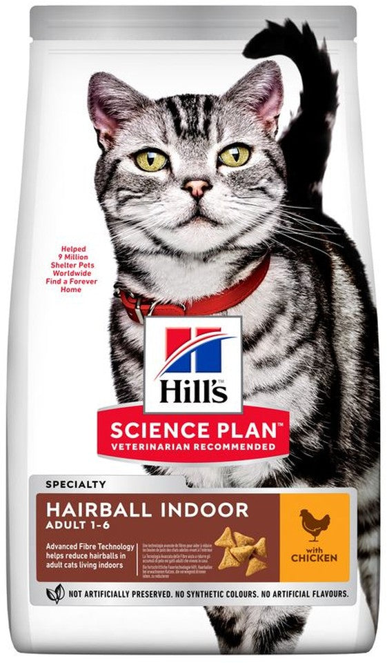 Artikel mit dem Namen Hills Science Plan Katze Adult Hairball Indoor Huhn im Shop von zoo.de , dem Onlineshop für nachhaltiges Hundefutter und Katzenfutter.