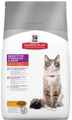 Artikel mit dem Namen Hills Science Plan Katze Adult Sensitive Stomach &amp; Skin im Shop von zoo.de , dem Onlineshop für nachhaltiges Hundefutter und Katzenfutter.