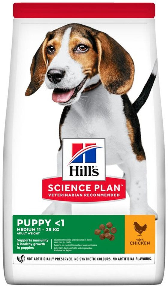 Artikel mit dem Namen Hills Science Plan Hund Puppy Medium Huhn im Shop von zoo.de , dem Onlineshop für nachhaltiges Hundefutter und Katzenfutter.