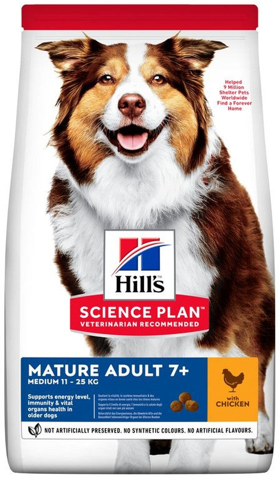 Artikel mit dem Namen Hills Science Plan Hund Mature Adult 7+ Medium Huhn im Shop von zoo.de , dem Onlineshop für nachhaltiges Hundefutter und Katzenfutter.