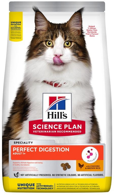 Artikel mit dem Namen Hills Science Plan Katze Adult Perfect Digestion im Shop von zoo.de , dem Onlineshop für nachhaltiges Hundefutter und Katzenfutter.