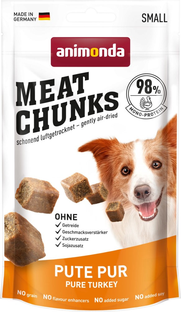 Artikel mit dem Namen Animonda Dog Snack Meat Chunks Pute pur im Shop von zoo.de , dem Onlineshop für nachhaltiges Hundefutter und Katzenfutter.